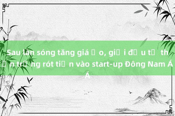 Sau làn sóng tăng giá ảo， giới đầu tư thận trọng rót tiền vào start-up Đông Nam Á